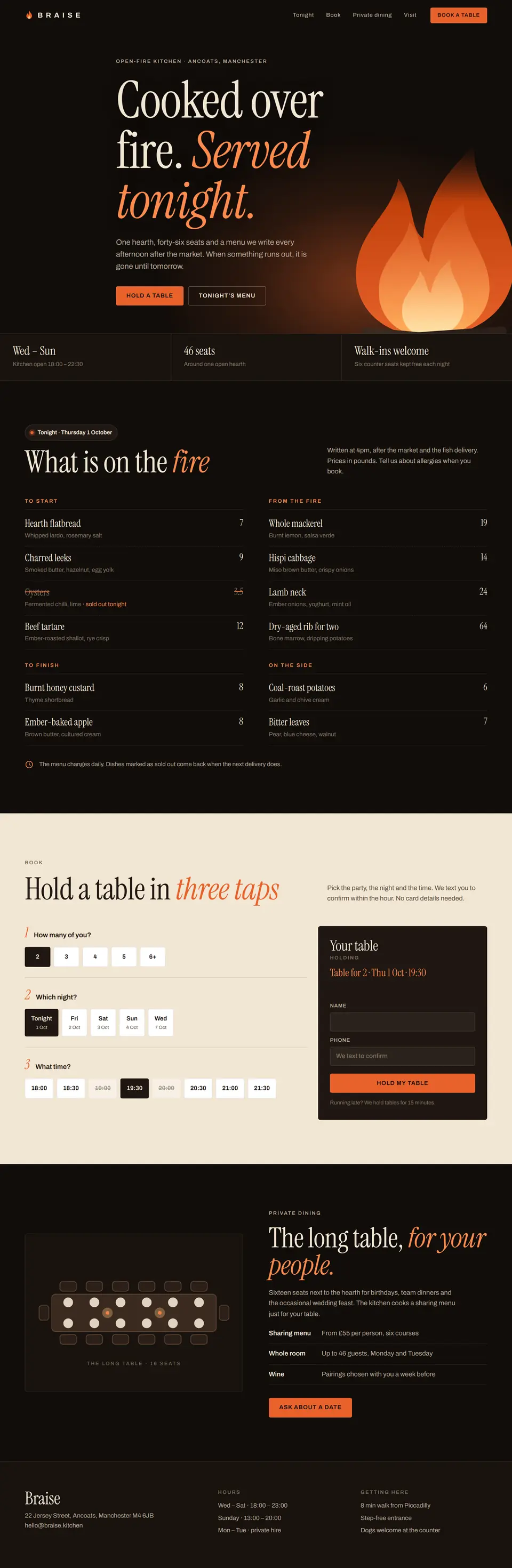 Full-page preview of the Braise website