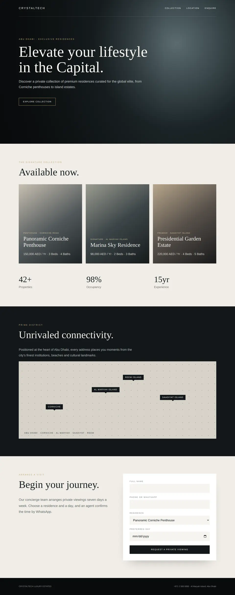 Full-page preview of the Crystaltech website