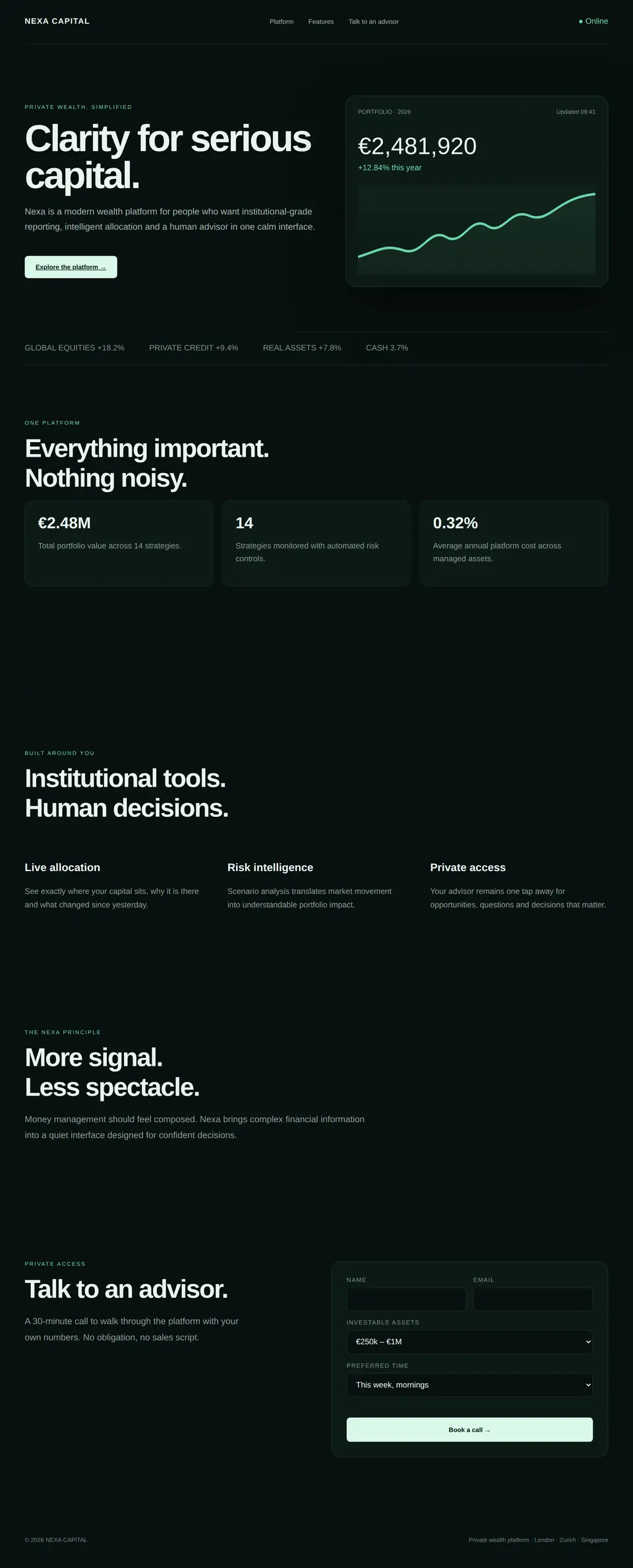 Full-page preview of the Nexa Capital website